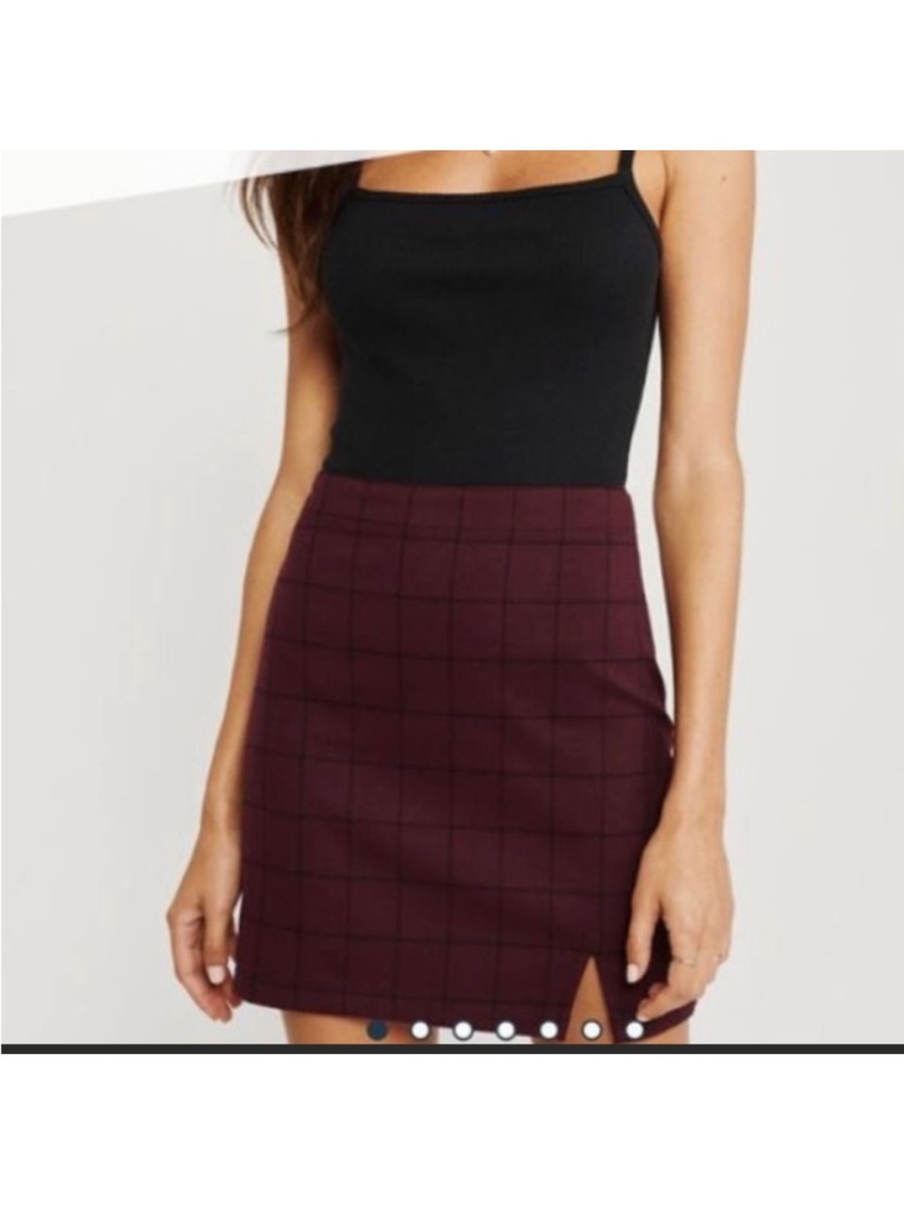 Abercrombie & Fitch Burgundy Windowpane Mini Skirt